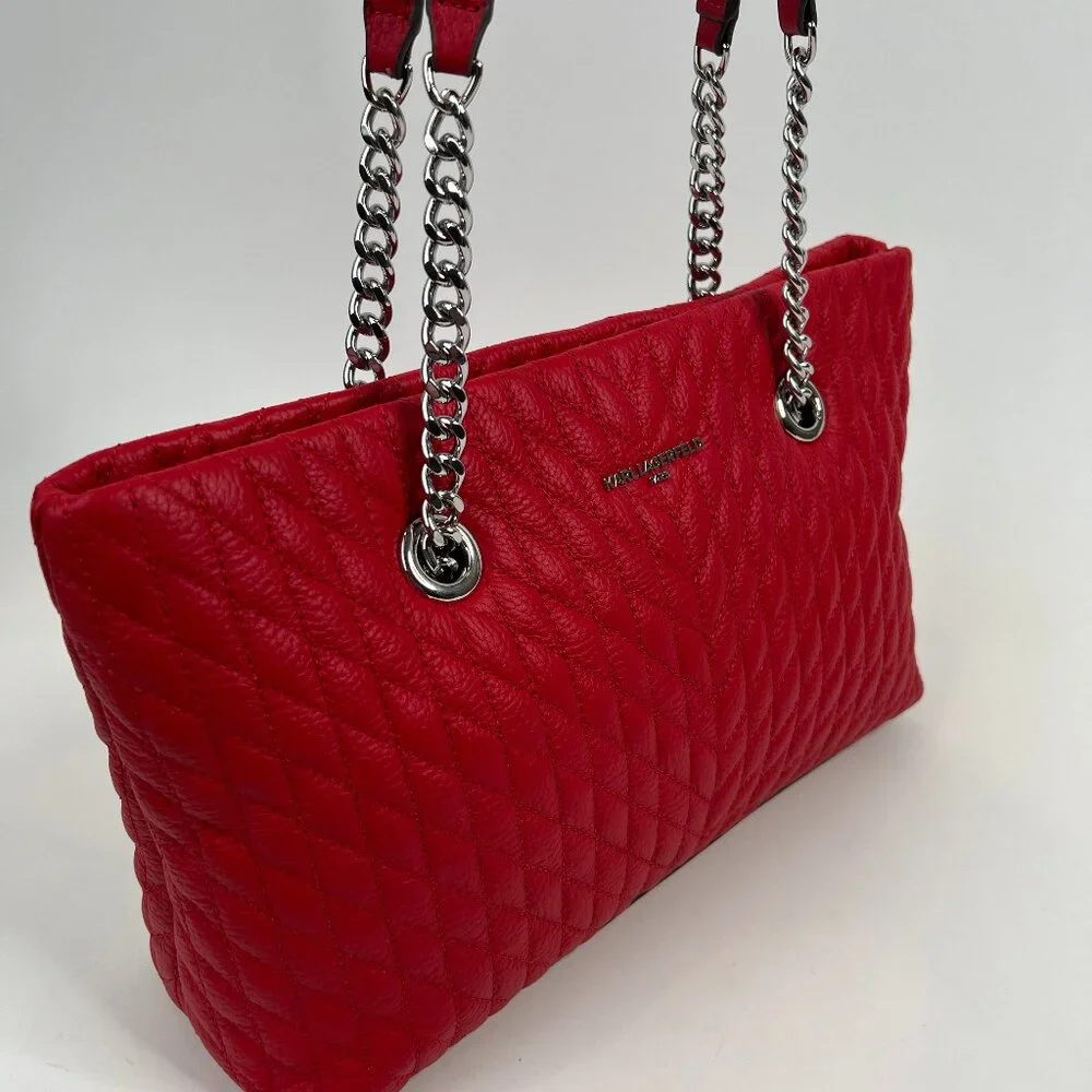 Karl Lagerfeld Paris Womens Karolina Chain Tote Bag, Crimson - Picture 3 of 9